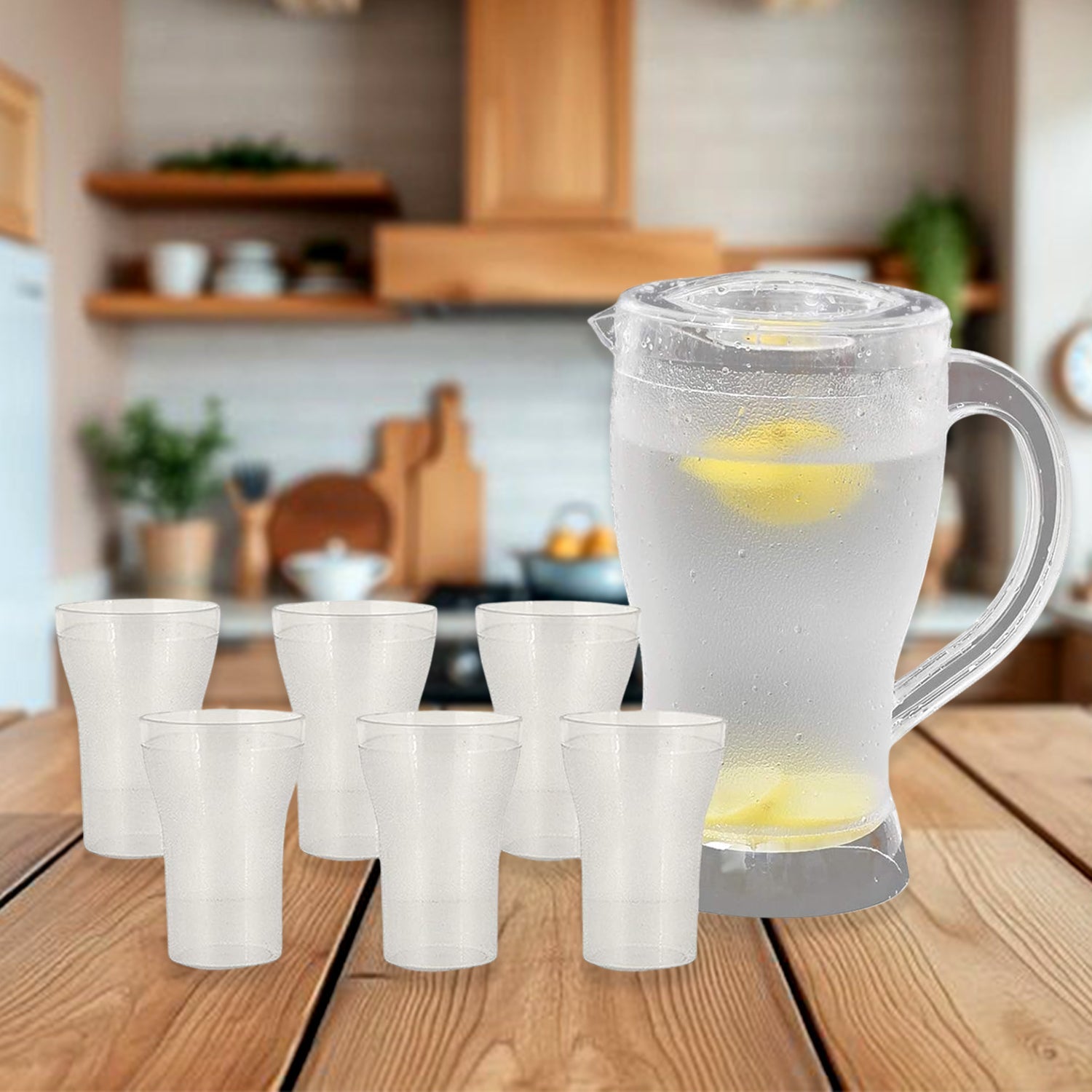 Apex Unbreakable Lemon Jug Set with 6 Glasses – 1200ML Jug + 300ML Glasses Approx Apex Unbreakable Lemon Jug Set with 6 Glasses – 1200ML Jug + 300ML Glasses Approx